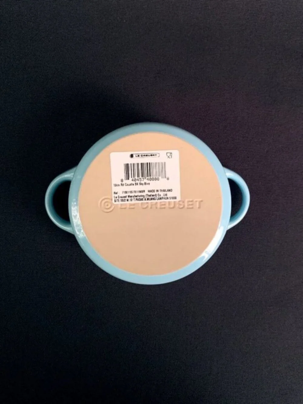 LE CREUSET Set of 2 Glazed Stoneware 8 oz Mini Round Cocotte NWT Sky Blue